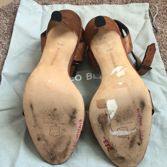 Manolo Blahnik Leather Strappy Sandal 105 Stiletto Heels with Ankle Strap - Picture 12 of 14